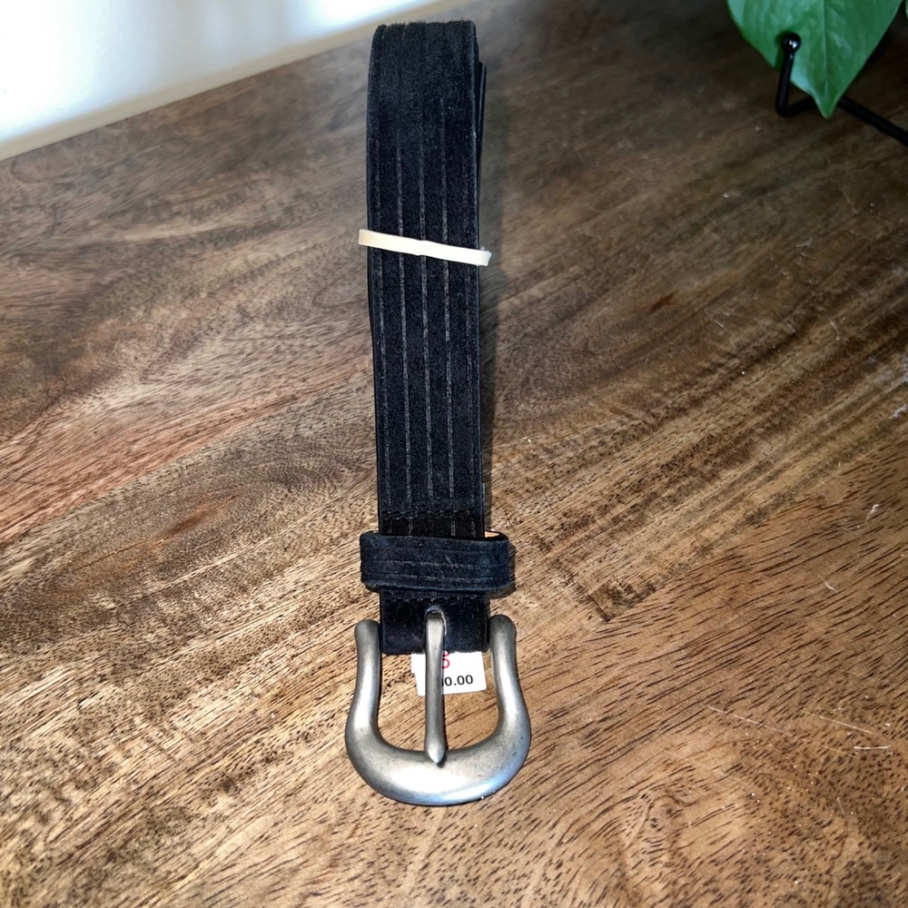 Liz Claiborne Black Suede Belt with Silver Buckle